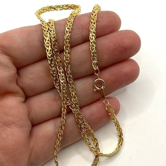 Necklace Gold Tone 19.5” Flat Decorative Chain - Picture 11 of 11